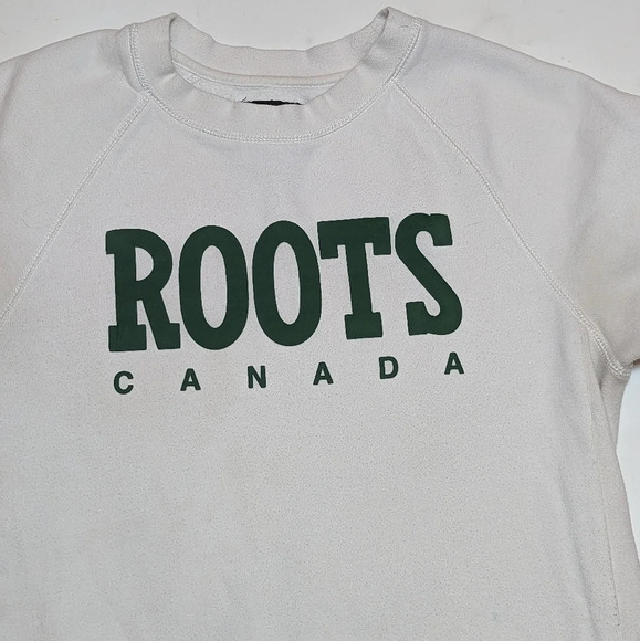 Roots White Green Logo Crew Neck Short Sleeve Sweater Dress XS - Picture 3 of 9